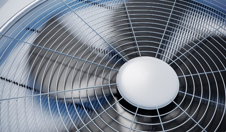 Closeup of AC unit fan